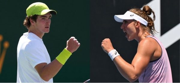 Joo Fonseca e Bia Haddad (foto: CLIVE BRUNSKILL / GETTY IMAGES NORTH AMERICA / Getty Images via AFP e Paul Crock / AFP)