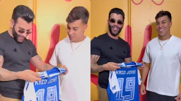 Gusttavo Lima com Kaio Jorge (foto: Reproduo)