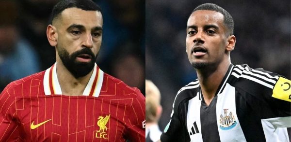 Salah, do Liverpool, e Isak, do Newcastle (foto: Paul ELLIS / AFP e ANDY BUCHANAN / AFP)