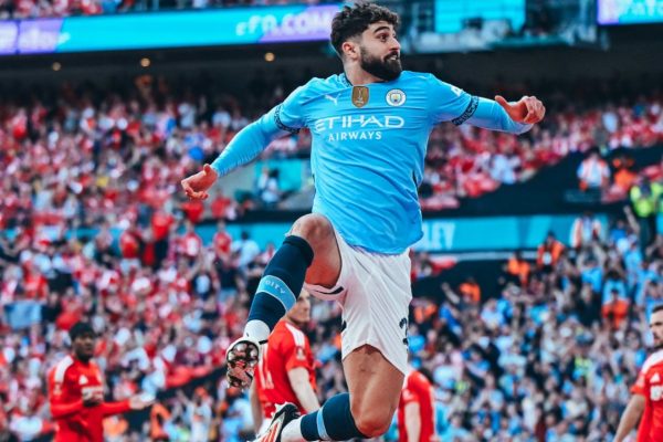 Gvardiol comemora gol pelo City na FA Cup (foto: Divulgao/Manchester CIty)