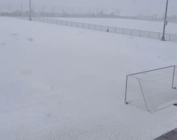 Campo do time de Rafael Cabral, ex-goleiro do Cruzeiro, foi tomado pela neve (foto: Reproduo/Instagram)