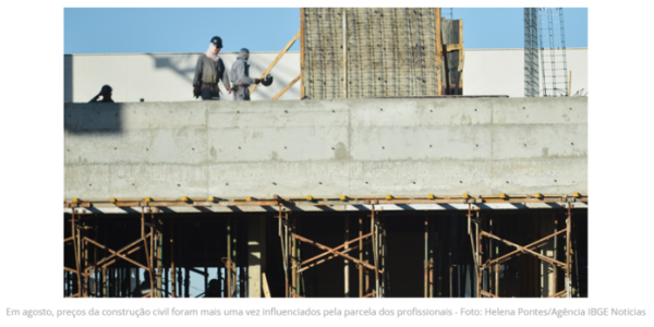 Índice Nacional da Construção Civil em agosto cai 0,14% em Minas Gerais