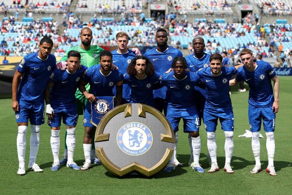 Time do Chelsea antes de jogo contra o Benfica (foto: Buda Mendes / GETTY IMAGES NORTH AMERICA / Getty Images via AFP)