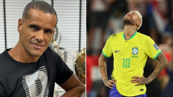 Rivaldo, pentacampeo mundial com o Brasil, e Neymar (foto: CBF/Divulgao e Adrian Dennis/AF)