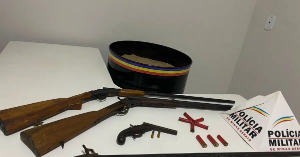 PM localiza quatro armas de fogo e munições com homem em Açucena