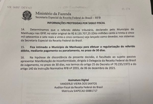 Receita Federal e INSS cobram mais de R$ 9 milhões da prefeitura de Manhuaçu em compensações indevidas | Vales de Minas Gerais